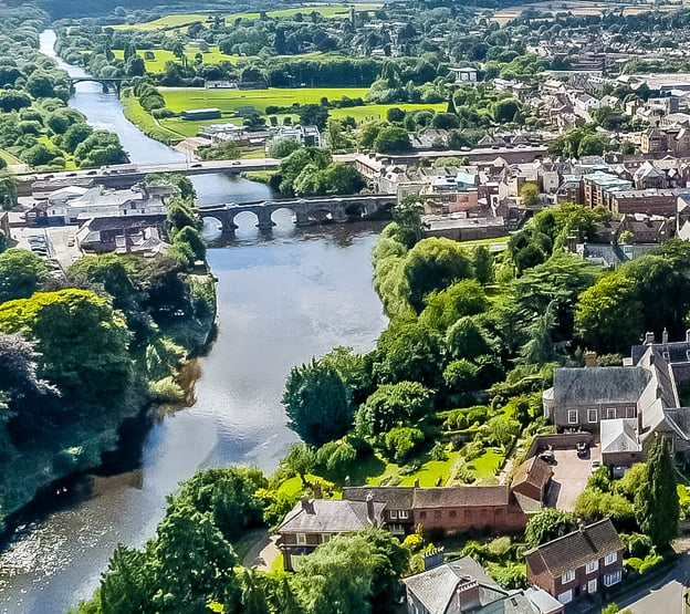 The River Wye & Old bridge from the sky